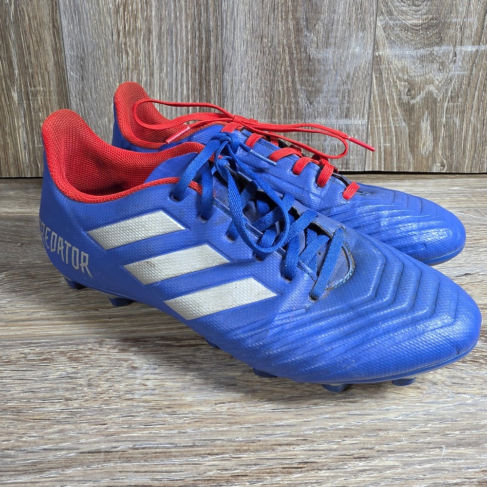 Adidas Predator Soccer Cleats Blue Red Silver Firm Ground Athletic Shoes